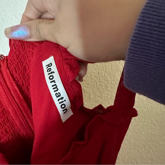 NWOT Reformation Christine Red Chiffon Mini Dress 2 - Picture 12 of 14